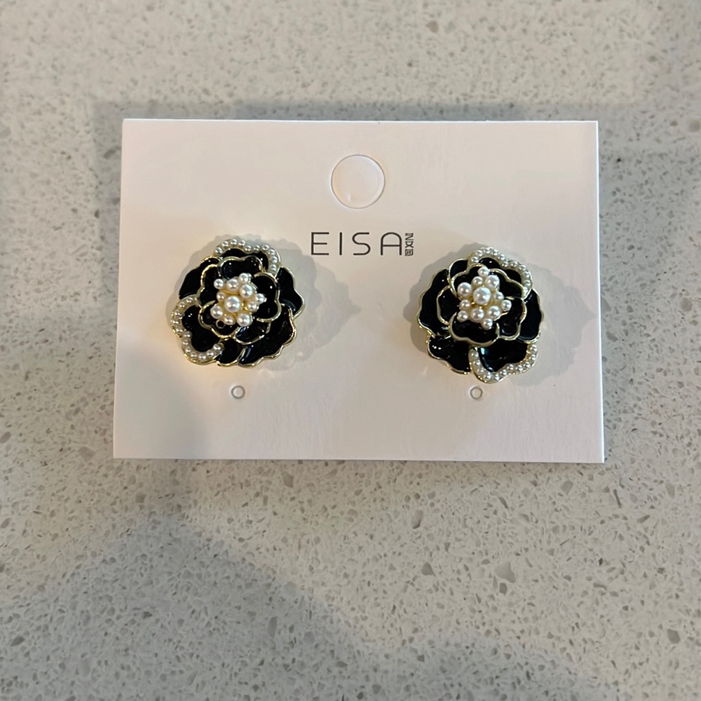 Chanel style Camellia Earrings